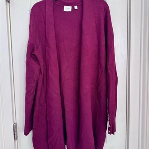 Cyrus Open-Front Cardigan in Deep Berry